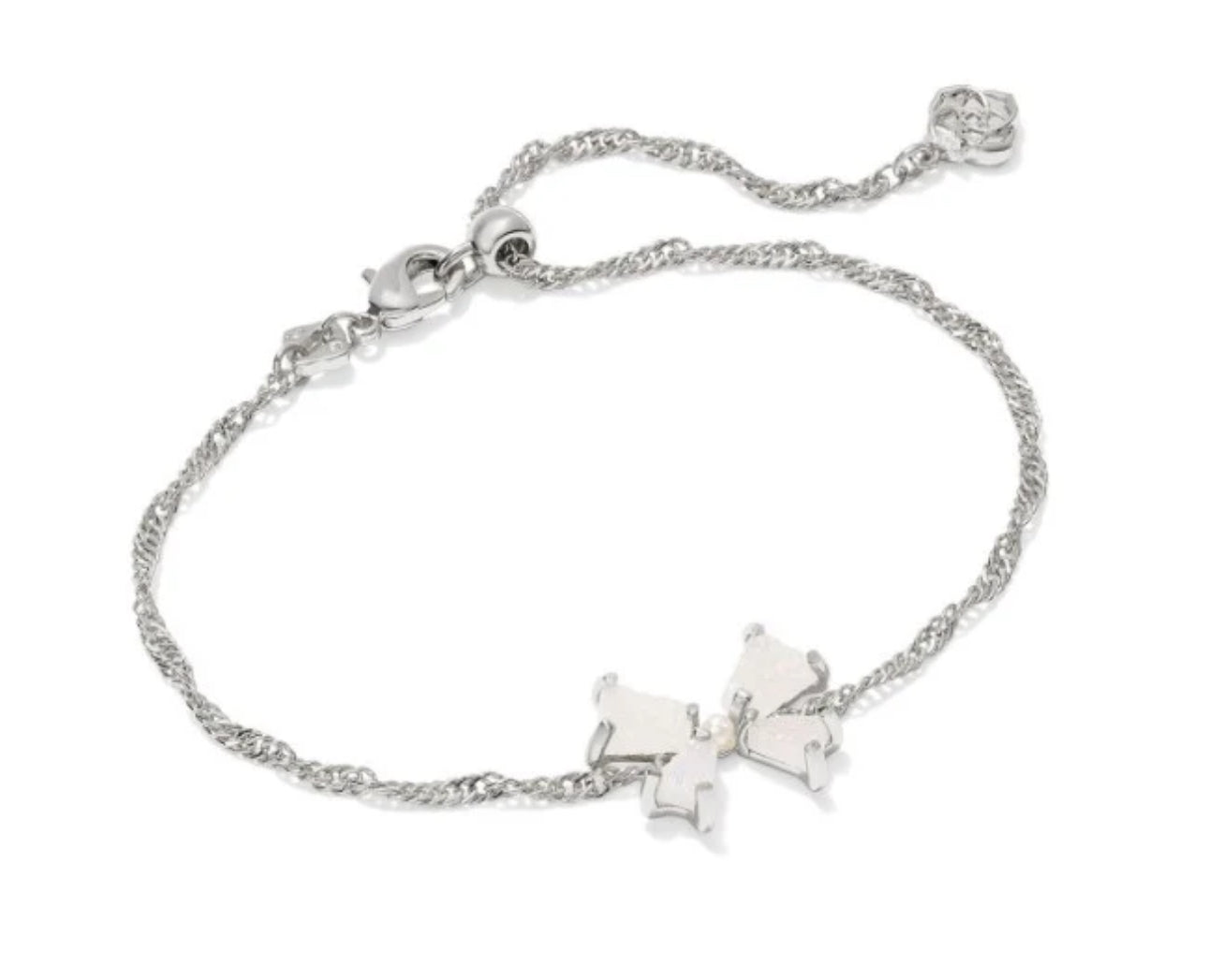 Blair Silver Bow Small Delicate Chain Bracelet in Iridescent