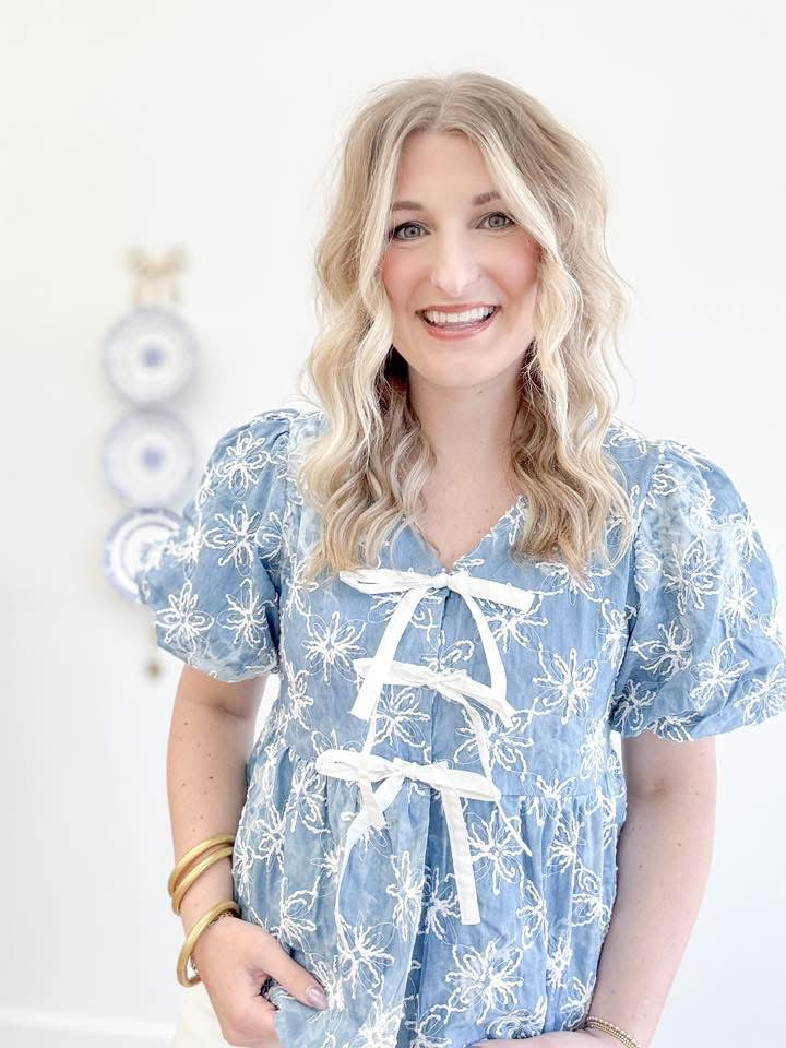 Field of Flowers Denim Top