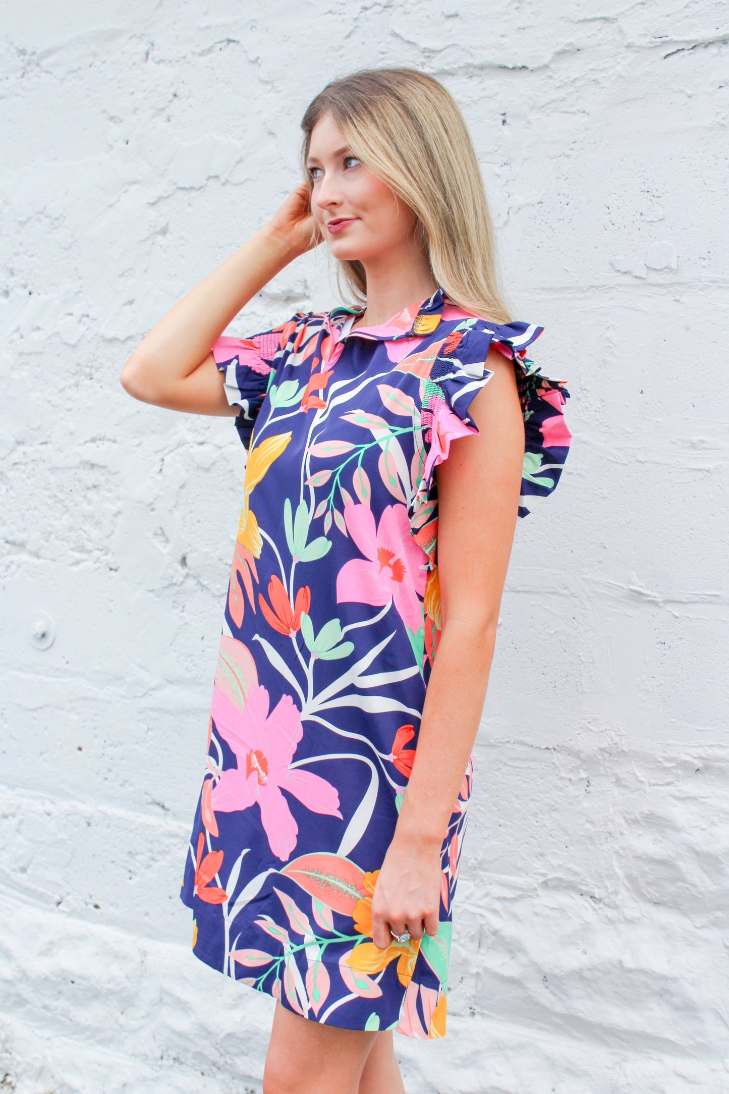 Twilight Garden Navy Flower Dress