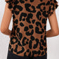 Leopard Notched Cap Sleeve Blouse