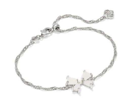 Blair Silver Bow Small Delicate Chain Bracelet in Iridescent