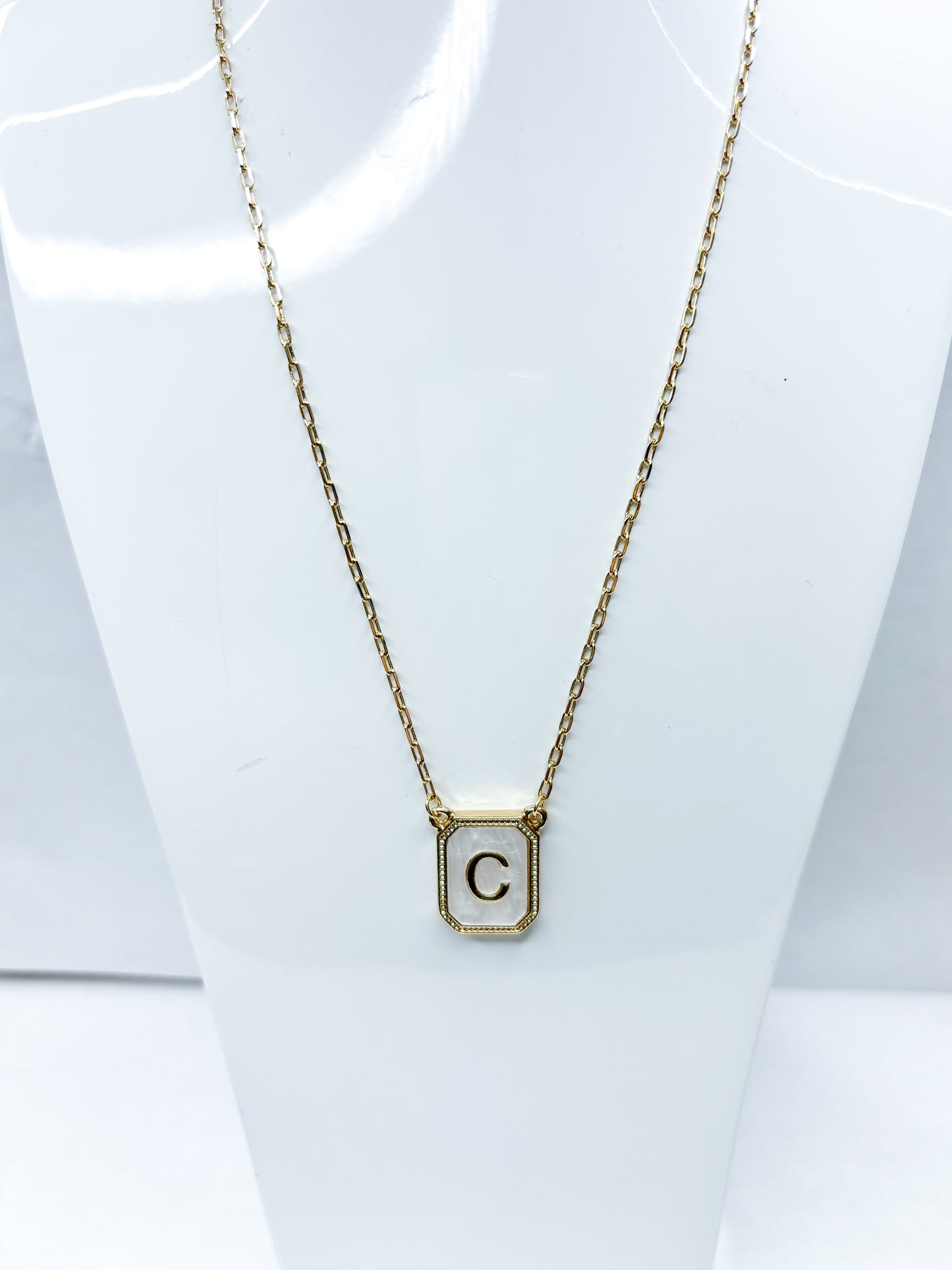 Mother of Pearl Initial Necklace