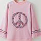 Peace Patch Round Neck Long Sleeve Top