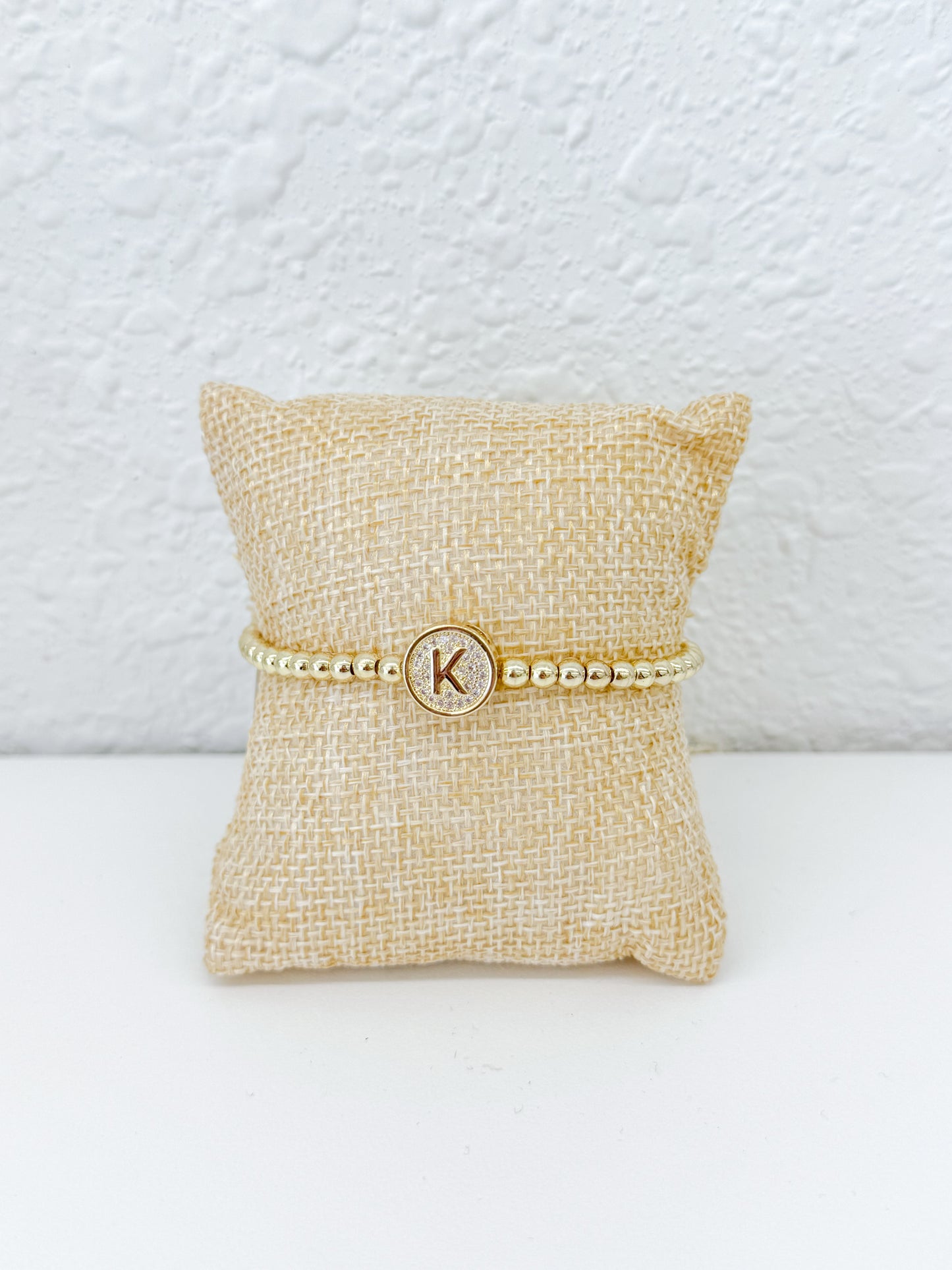 Initial Diamond Beaded Bracelet