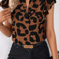 Leopard Notched Cap Sleeve Blouse