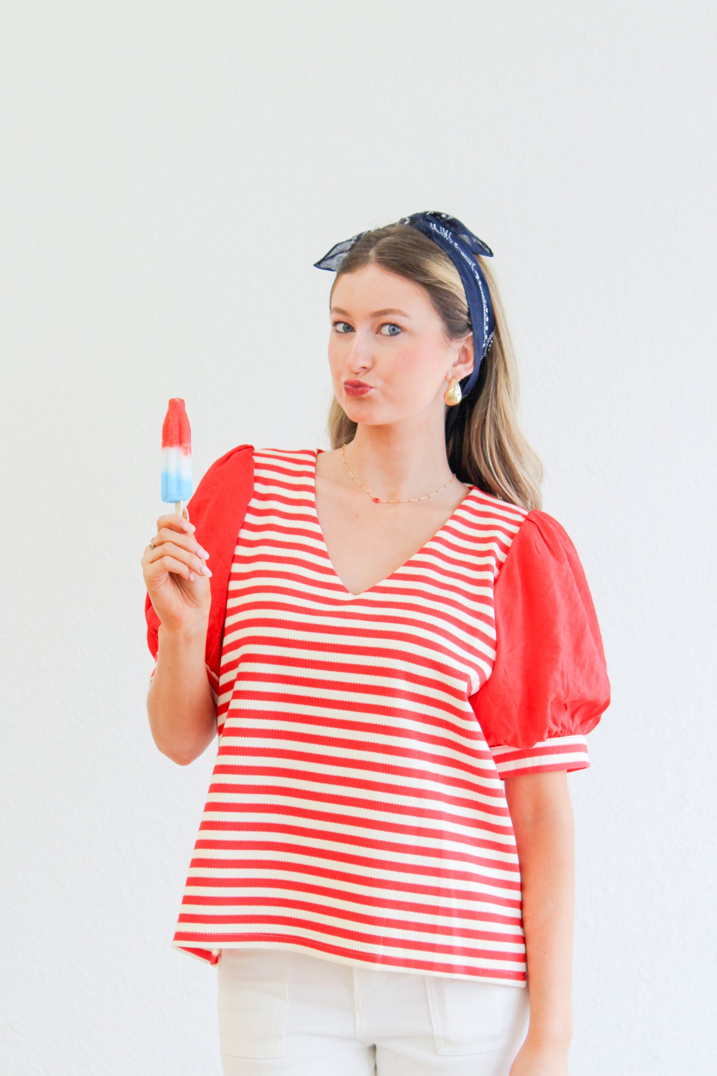 Made For Celebration Red Striped Top