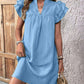 Ruffled Notched Cap Sleeve Mini Dress