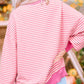 Striped Sequin Heart Round Neck Long Sleeve Sweatshirt