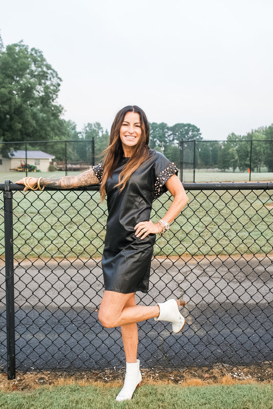 Pearls + Pleather Dress