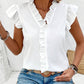 Ruffled V-Neck Cap Sleeve Blouse