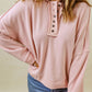 Quarter-Button Exposed Seam Dropped Shoulder Hoodie