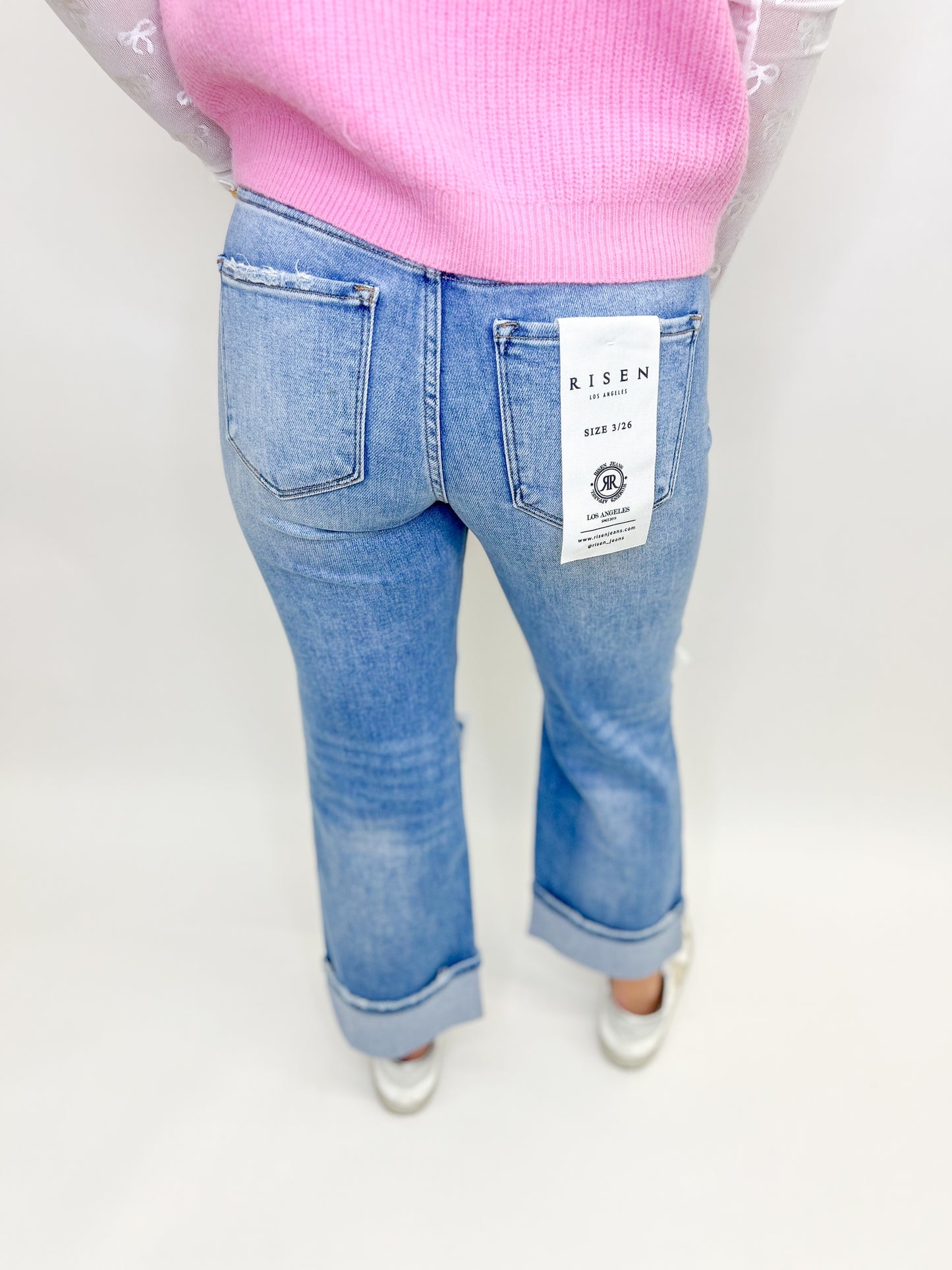 Risen Tummy Control Mid-Rise Crop Straight-Cuffed Jeans