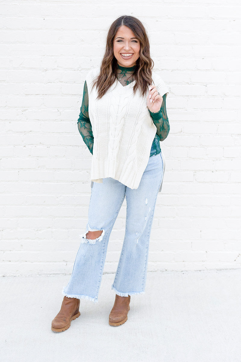 Lace & Leaves Sheer Long Sleeve Top