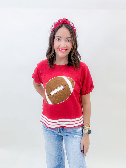 Game Day Queen Crimson Top