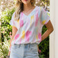 High-Low V-Neck Short Sleeve Blouse