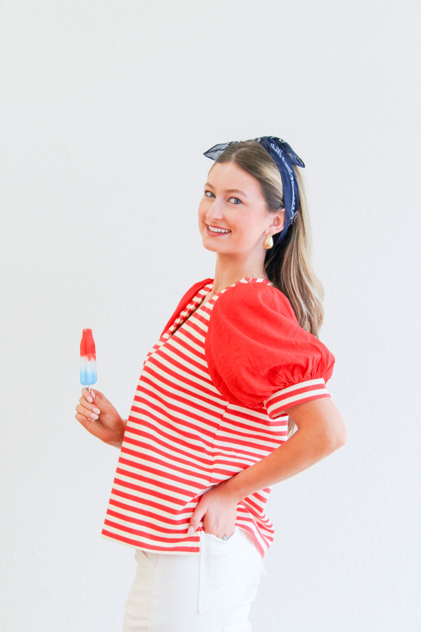 Made For Celebration Red Striped Top