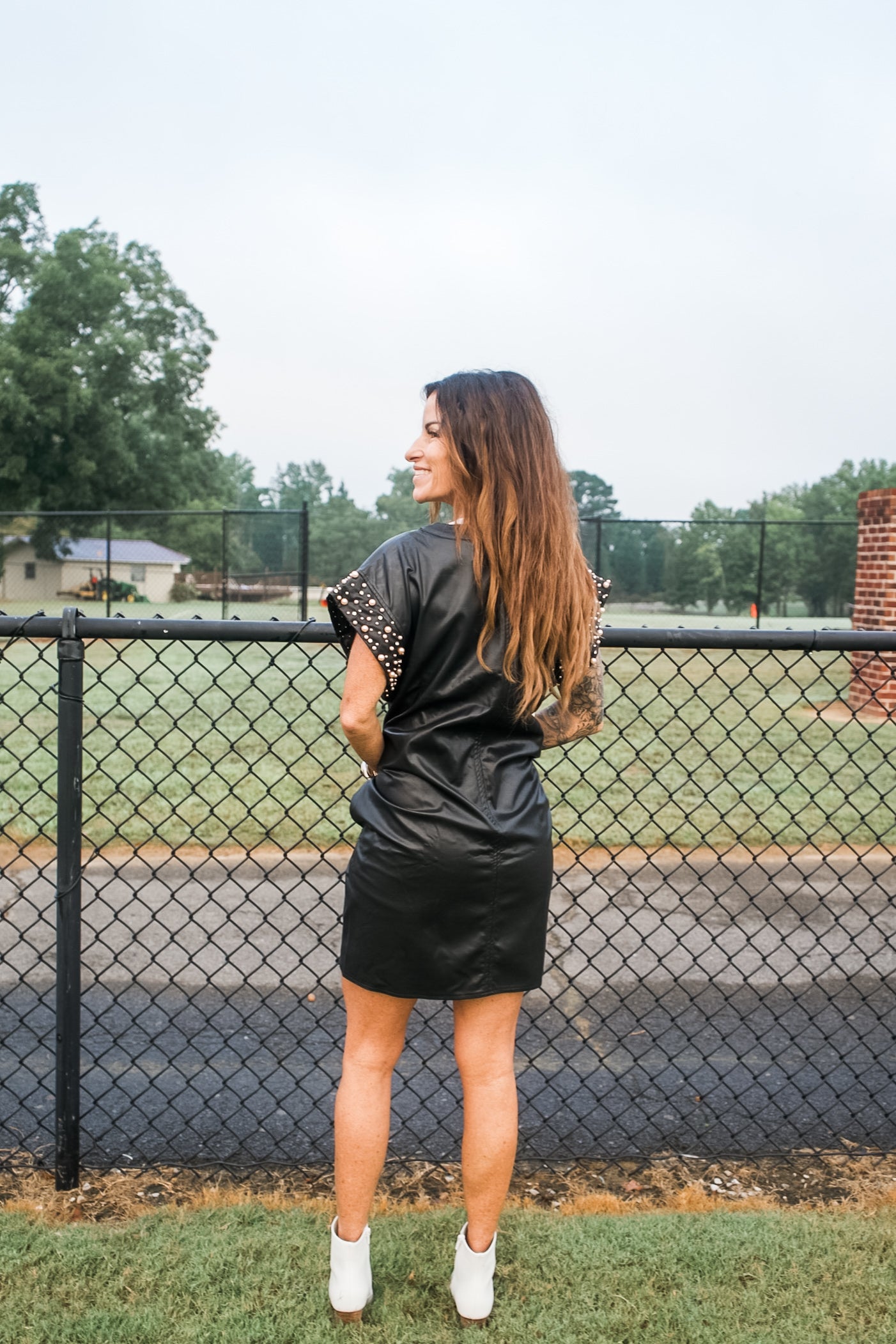 Pearls + Pleather Dress