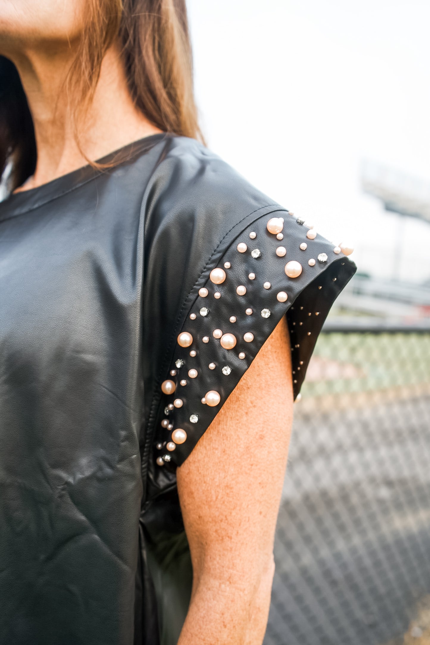 Pearls + Pleather Dress