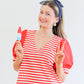 Made For Celebration Red Striped Top