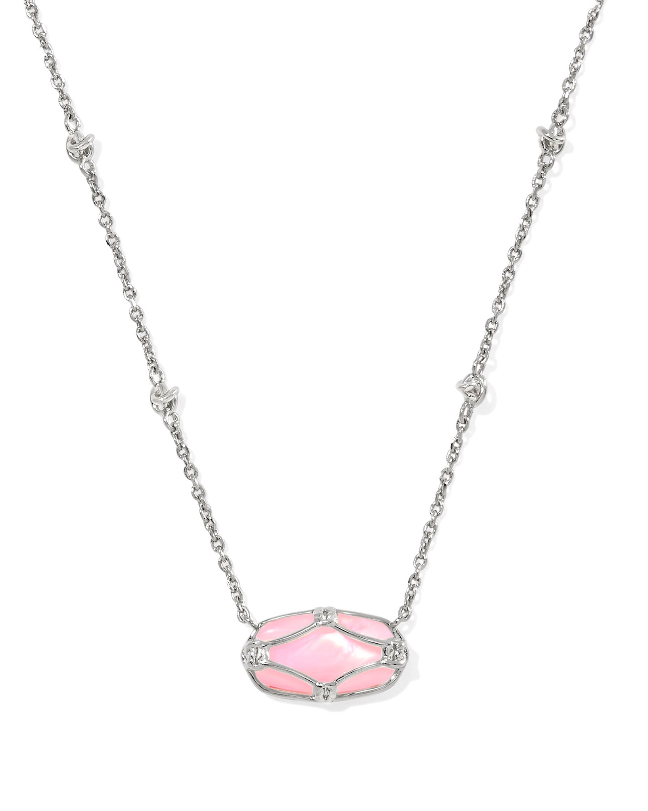 Elisa Silver Lattice Frame Short Pendant Necklace