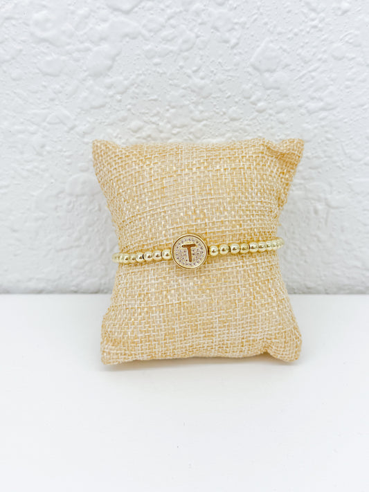 Initial Diamond Beaded Bracelet