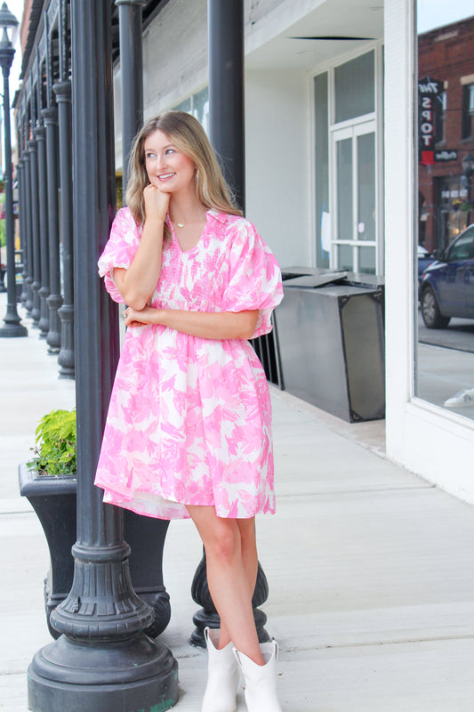 Blooming Views Pink Floral Short Dress