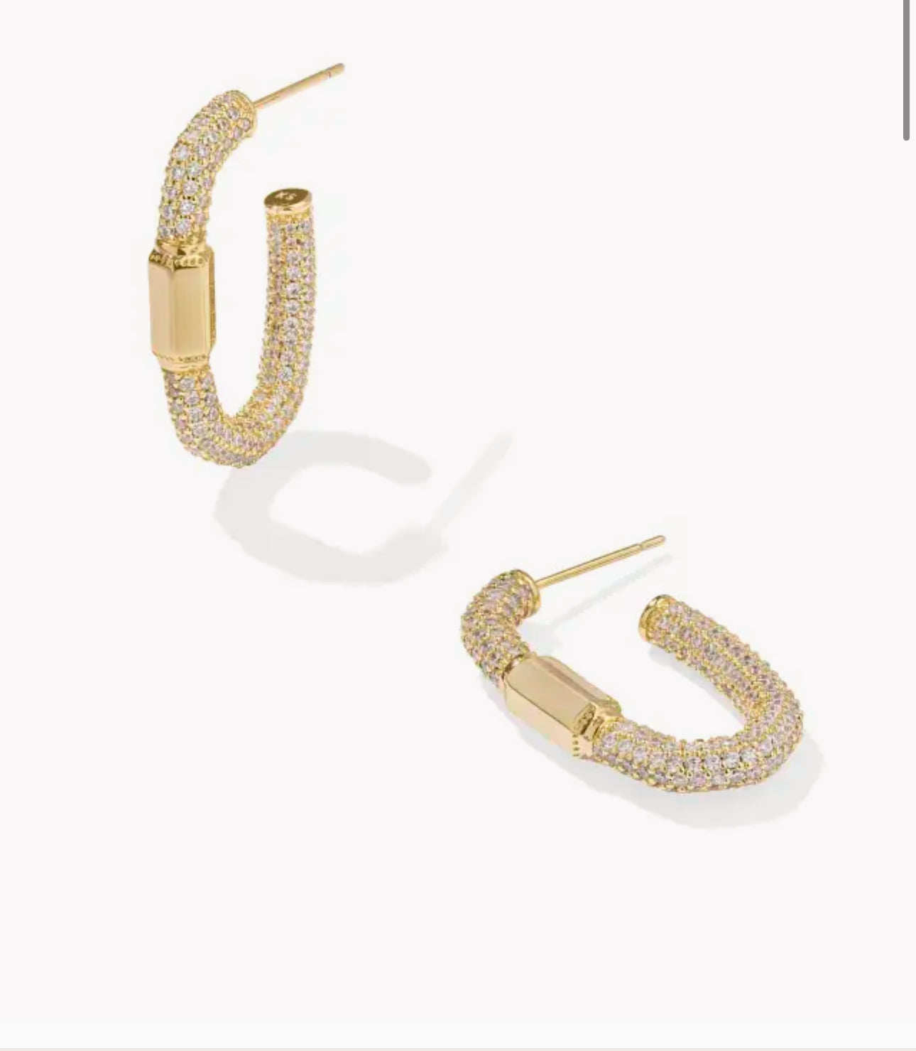 Emery Gold Hoop Earrings in White Crystal