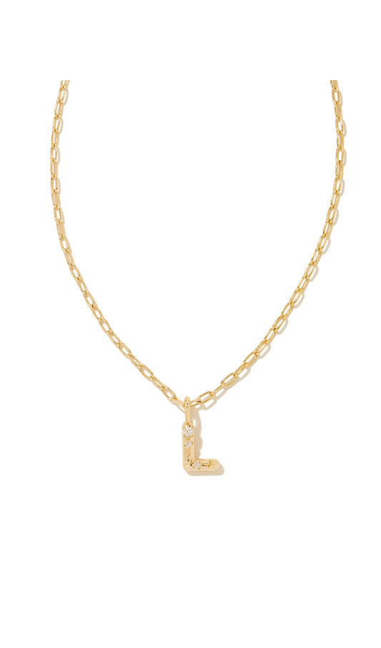 Crystal Letter L Gold Short Pendant Necklace