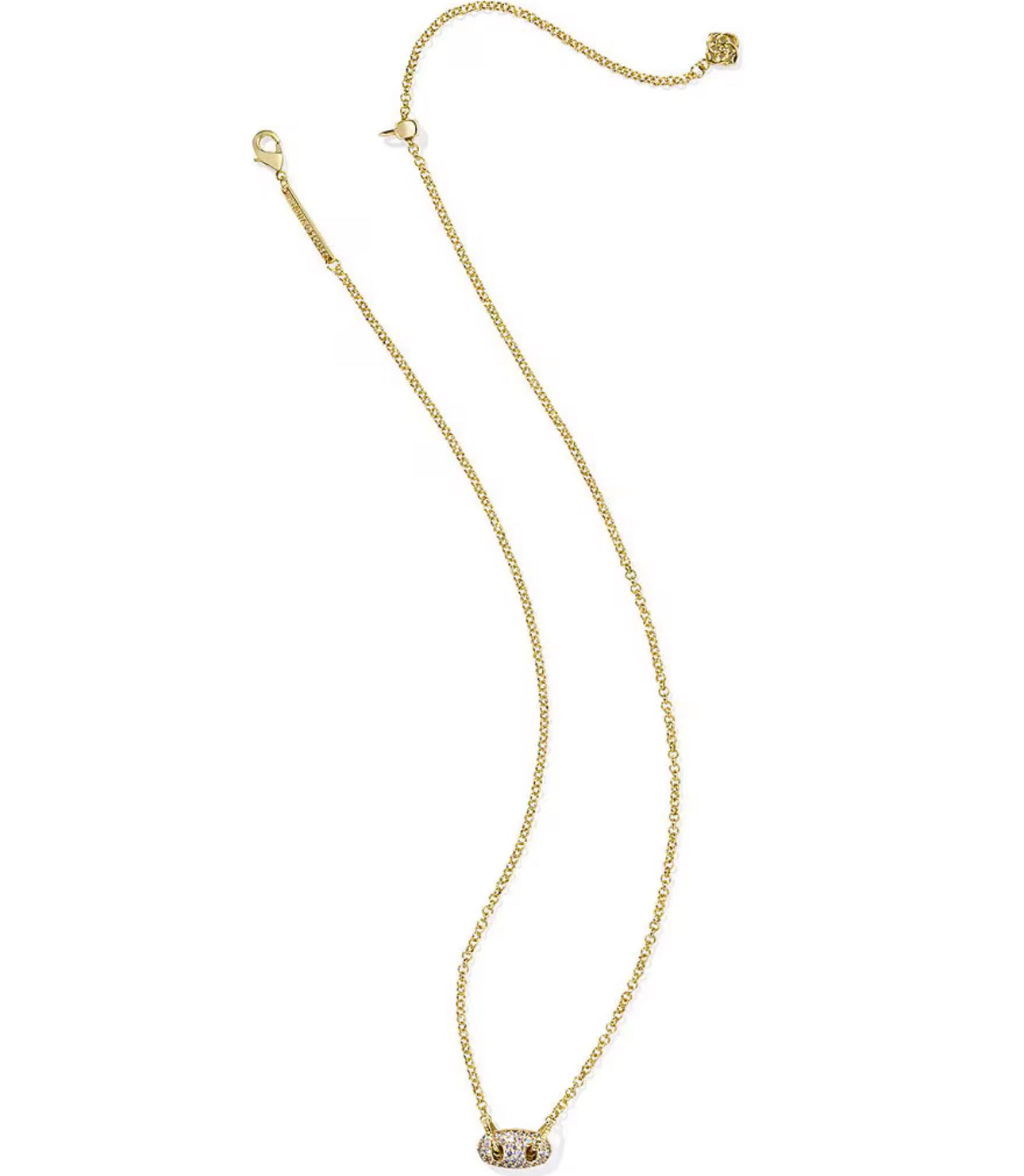 Bailey Gold Pave Short Pendant Necklace in White Crystal