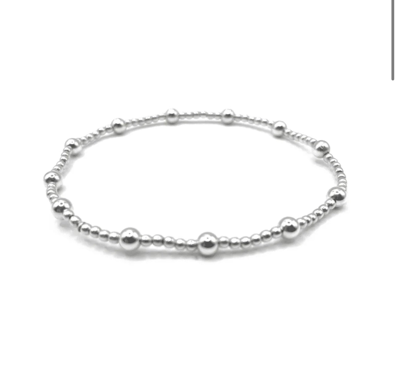 2MM STERLING SILVER WATERPROOF KARMA BRACELET (WITH TWELVE 4MM)