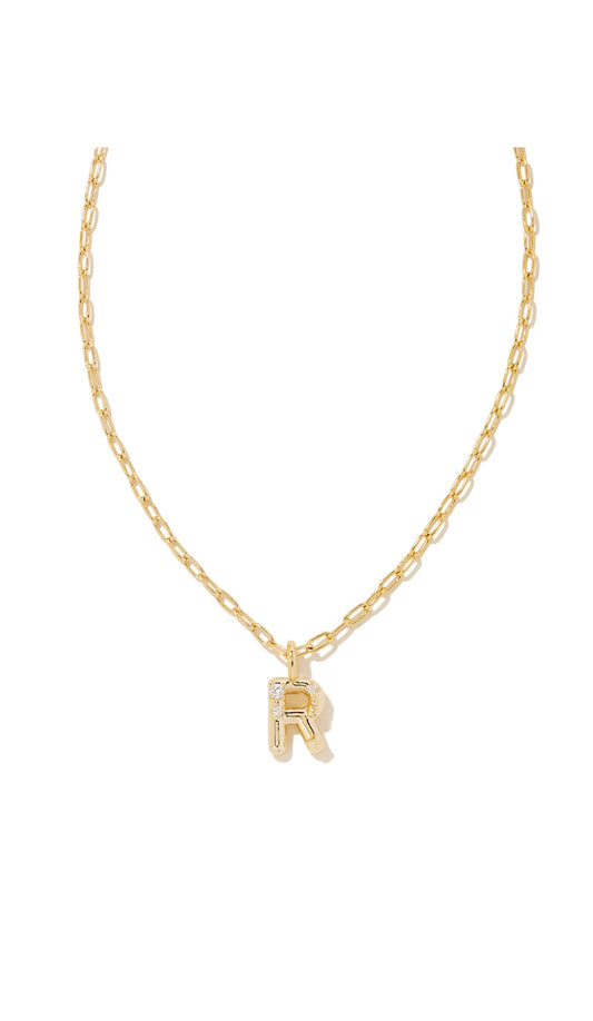 Crystal Letter R Gold Short Pendant Necklace