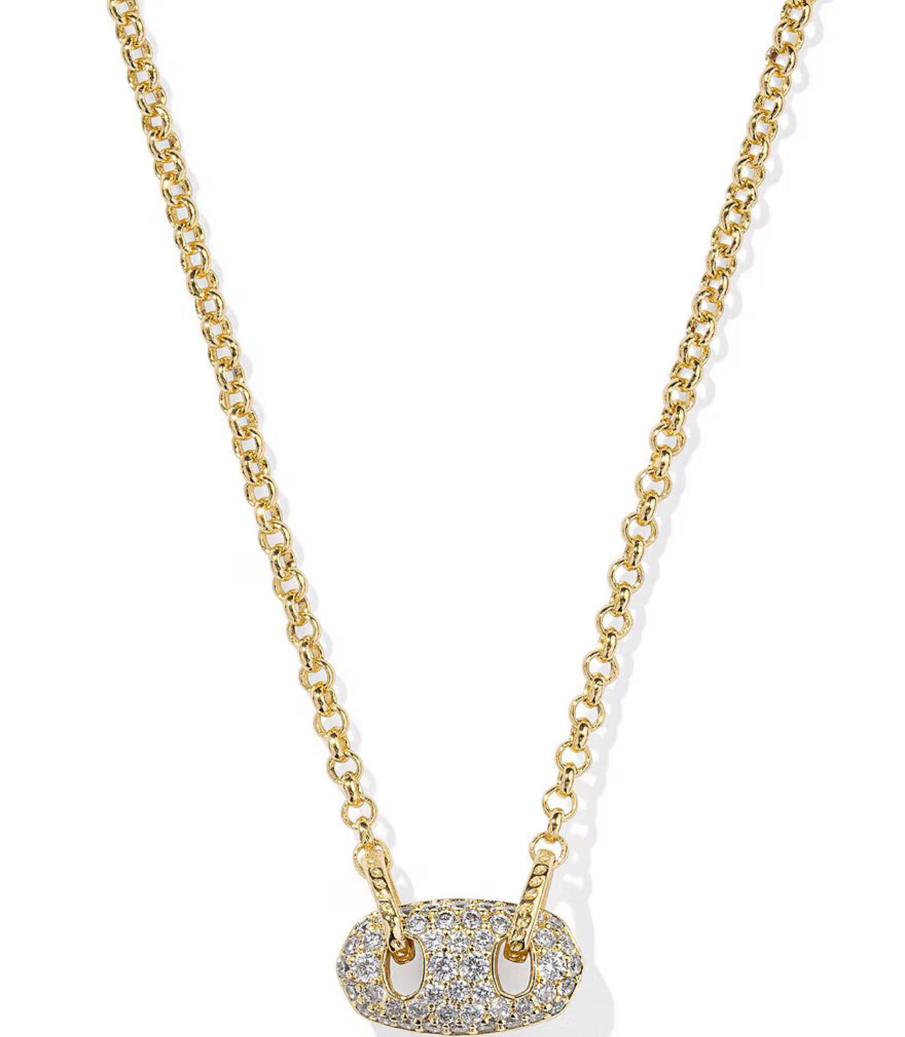 Bailey Gold Pave Short Pendant Necklace in White Crystal