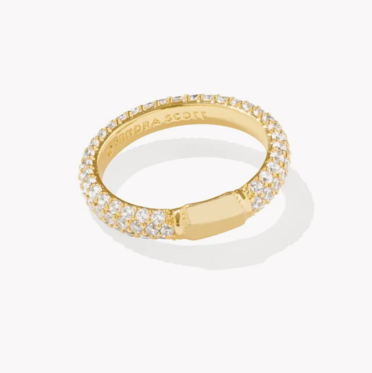 Emery Gold Band Ring in White Crystal Size 8