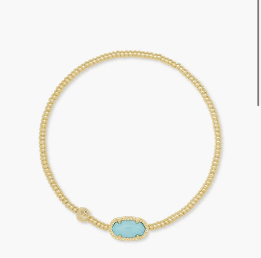 Grayson Gold Stretch Bracelet in Light Blue Magnesite