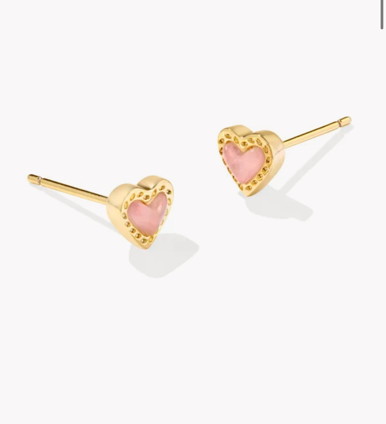 Mini Ari Heart Gold Stud Earrings in Rose Quartz