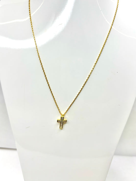 Iridescent Ivory Cross Necklace