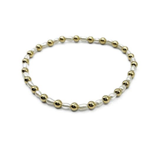 4MM MONTAUK 14K GOLD AND PEARL WATERPROOF BRACELET