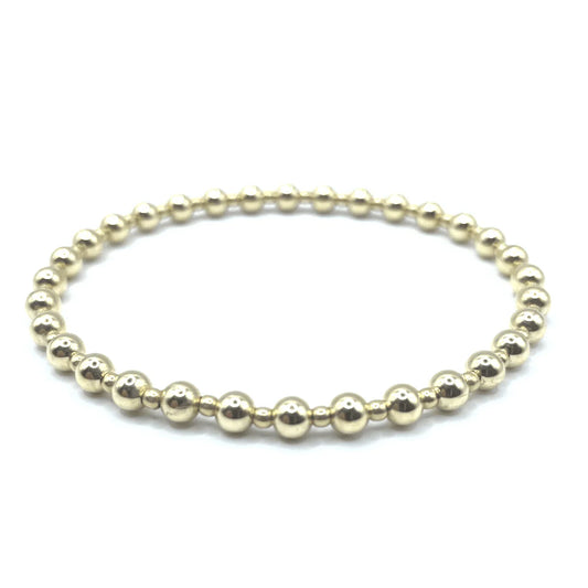 4MM+2MM+4MM GOLD FILLED WATERPROOF DIMENSION BRACELET 6.5"-7"