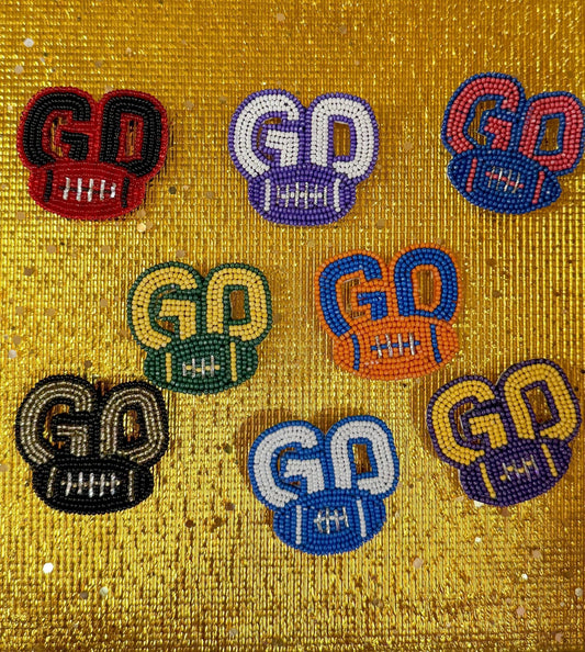 Beaded “Go” Game Day Pins