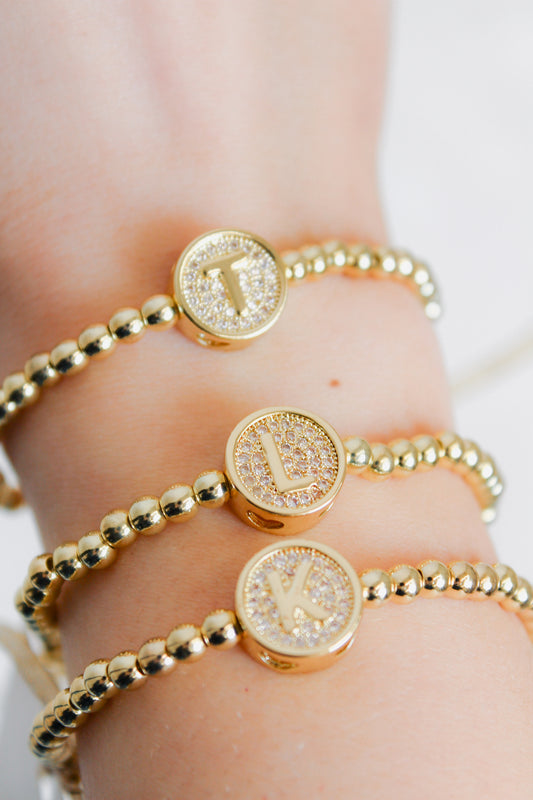 Initial Diamond Beaded Bracelet