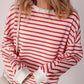 Full Size Striped Round Neck Long Sleeve Sweatshirt Plus Size