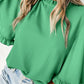 Frill Round Neck Wide Half Sleeve Blouse