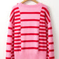 Striped Round Neck Dropped Shoulder Sweater