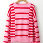 Striped Round Neck Dropped Shoulder Sweater