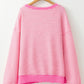 Striped Sequin Heart Round Neck Long Sleeve Sweatshirt