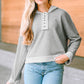 Quarter-Button Exposed Seam Dropped Shoulder Hoodie