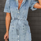 Puff Sleeve Button Up Mini Denim Dress