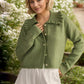 Frill Button Up Collared Neck Long Sleeve Cardigan