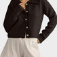 Frill Button Up Collared Neck Long Sleeve Cardigan