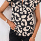 Leopard Notched Cap Sleeve Blouse